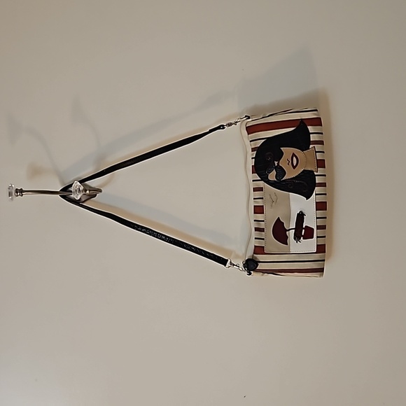 VTG BRIGHTON Canvas Beach Scene Mini Baguette Carpet Shoulder Bag - Picture 2 of 10